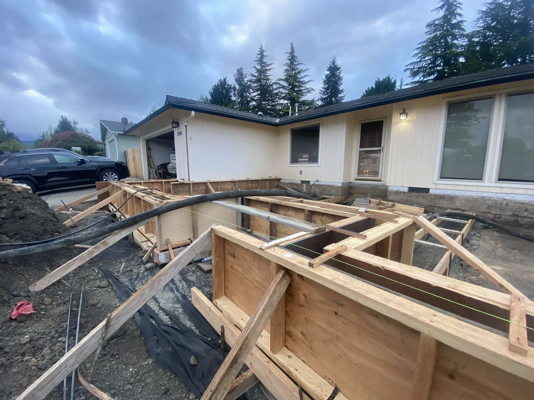 Formwork beside a residential building