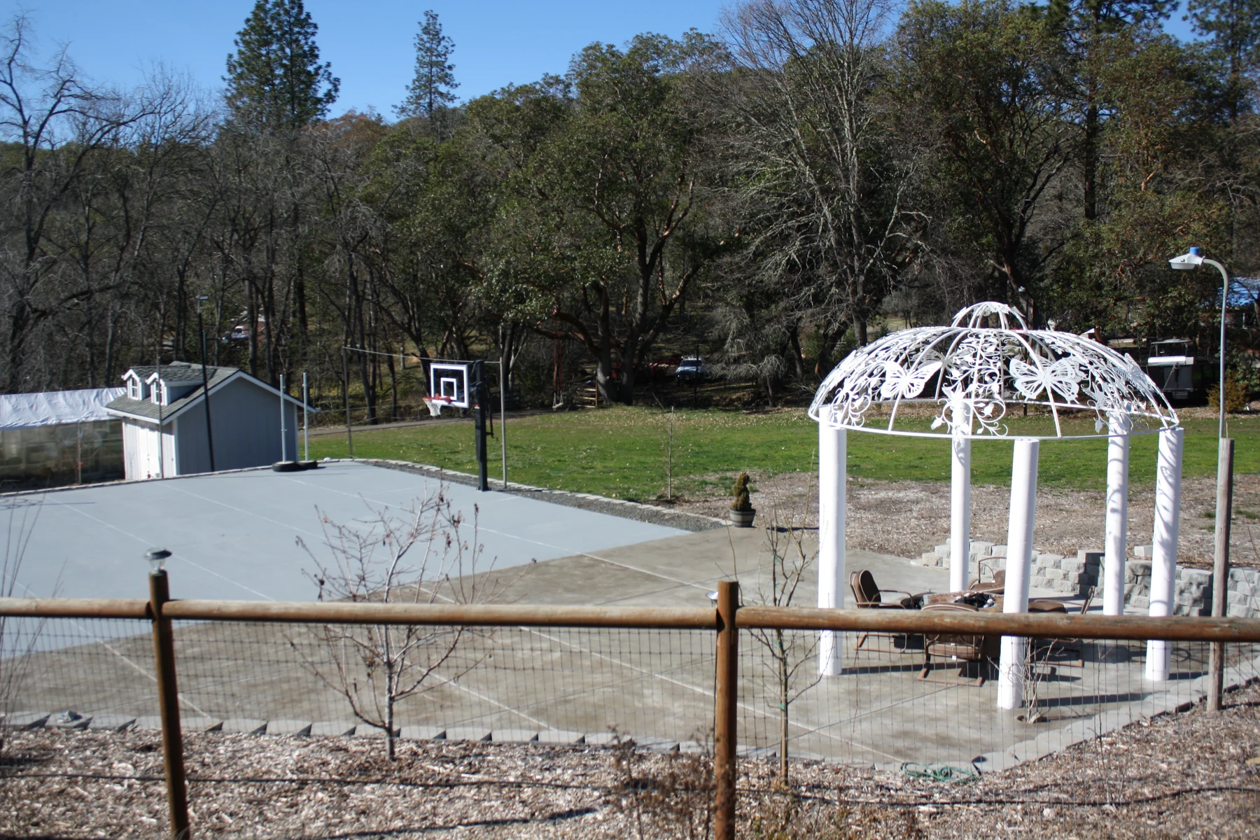 Large concrete recreation surface on a rural property
